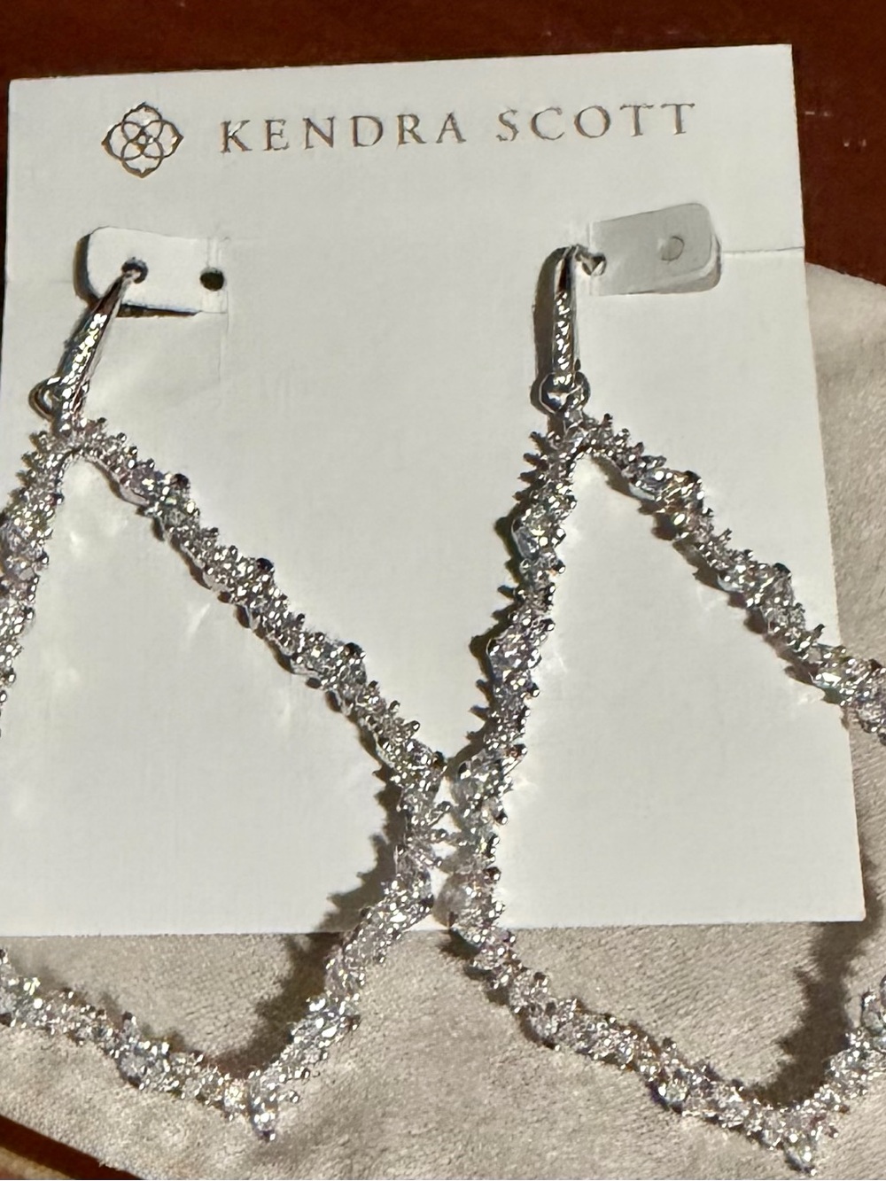 Kendra Scott Silver Crystal Open Teardrop Dangle Earrings